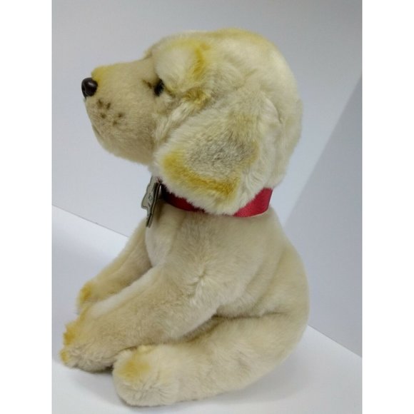 GOLDEN LABRADOR PUPPY Red Collar 10" Yellow Dog Stuffed Plush Animal FAO Schwarz - Picture 5 of 9